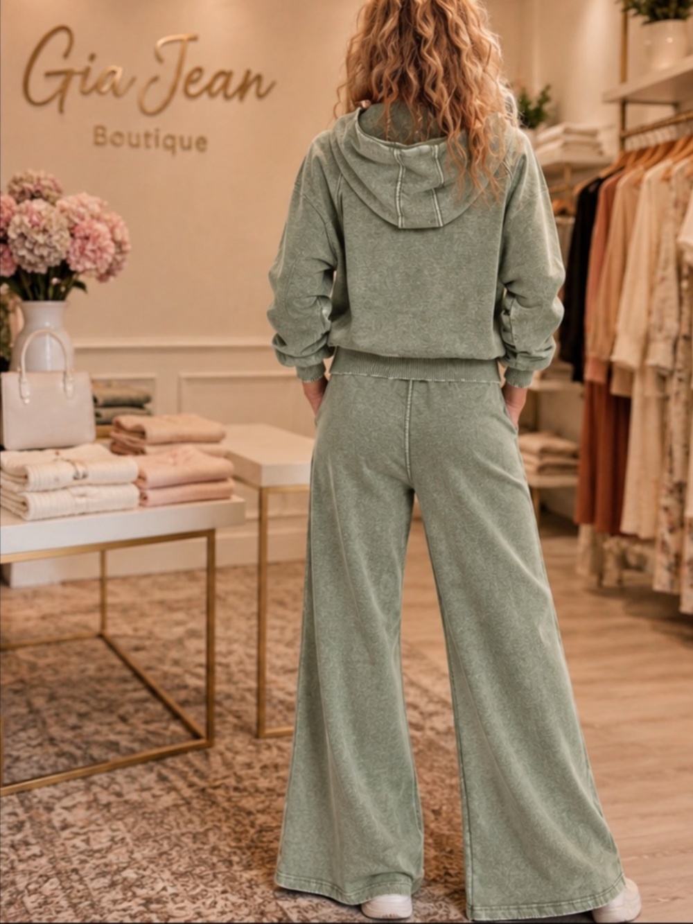 ❤️ ZENANA “ BABS “ ZENANA TWO PIECE ACID WASH SWEAT SUIT HOODIE SET 59 - Picture 3 of 3